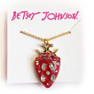 ♥️ Betsey Johnson Strawberry Beetle Necklace
